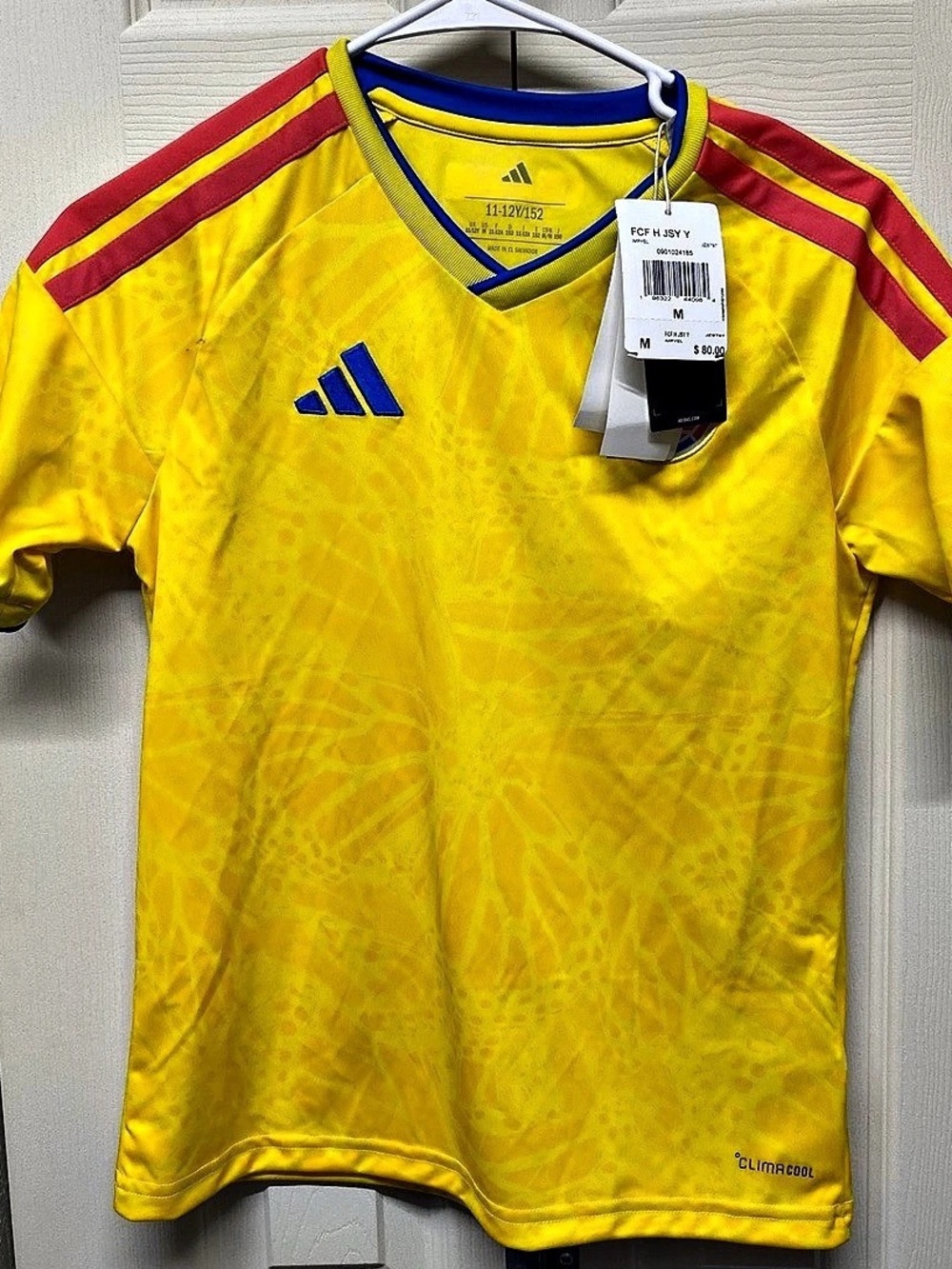 adidas Colombia 2022 Home Jersey Yellow Red Soccer Jersey Size Youth M NWT